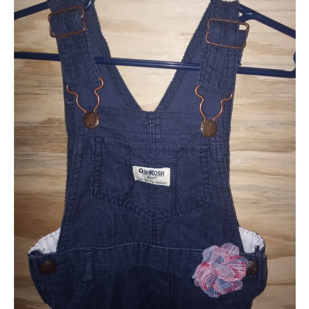 Toddler Oshkosh Corduroy Overalls Navy Flower 2T‎